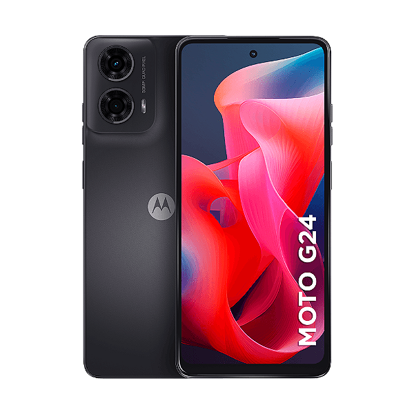 Smartphone Motorola Moto G24 Grafite 128GB, 4GB + 4GB RAM Boost, Tela de 6.6", Câmera Dupla, Dolby Atmos, Android 14 e Processador Octa-core