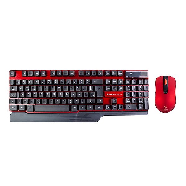 Combo Teclado e Mouse Sem Fio KE KM553V1 Vermelho e Preto - KROSS