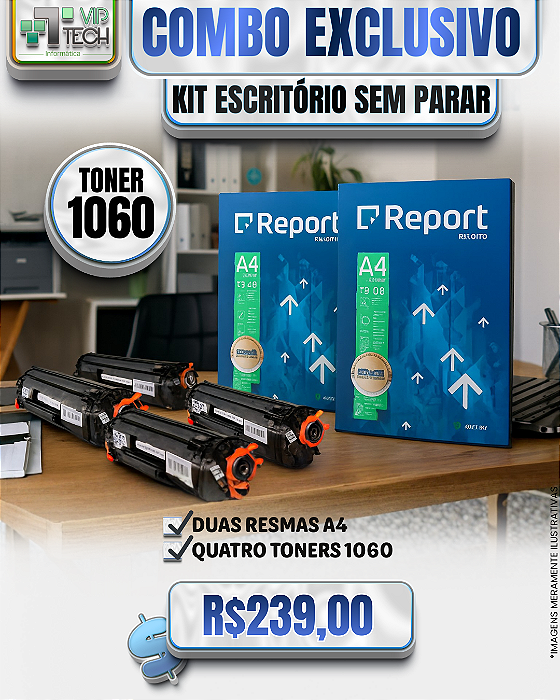Kit Escritório Sem Parar 4x 1060 + 2 Resmas A4