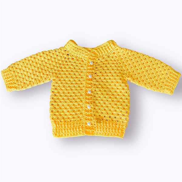 Casaquinho de crochê - Bebê RN até 3 meses (Modelo: Abraço)
