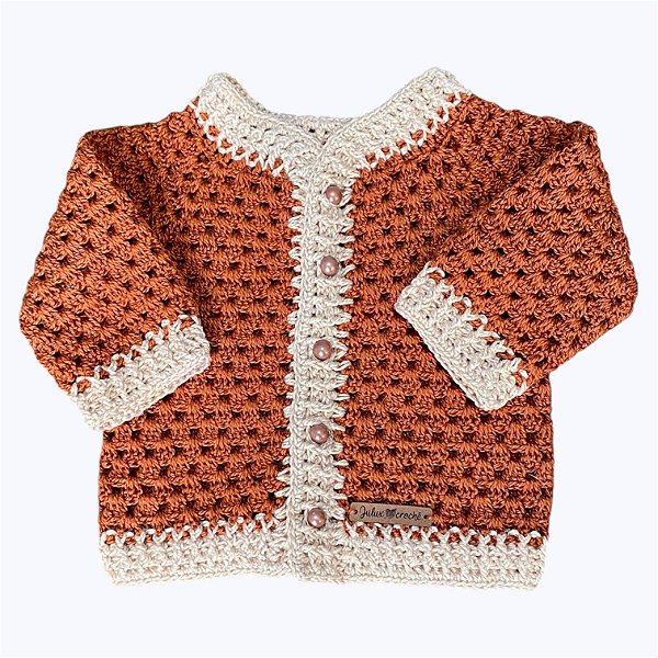 Casaquinho de crochê - Bebê RN até 3 meses (Modelo: Abraço)