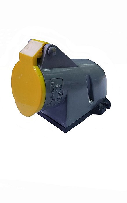 Tomada Sobrepor 2p+t 16a 100/130v 4h Amarela S-3004  -  Steck