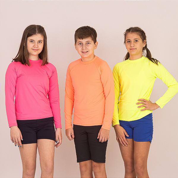 Camisa UV infantil proteção solar manga longa térmca unissex