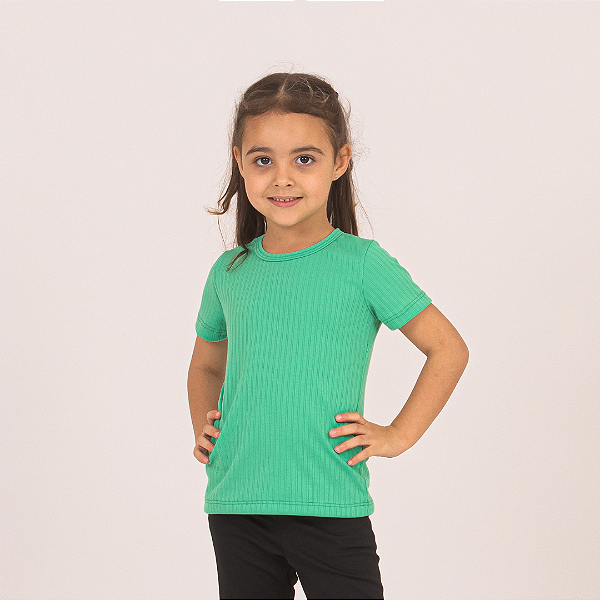 Blusa infantil menina Manga curta Canelada 1 ao 16