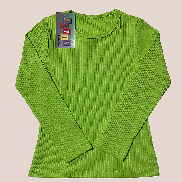 Blusa infantil menina Manga longa Ribana canelada Juvenil, 1 ao 16