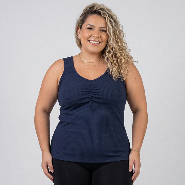 Regata Feminina Alça Larga Canelada P ao G3 Plus Size Lavin Basic 39-A