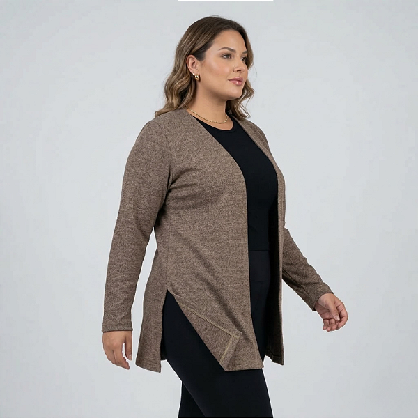 Casaco Cardigan Feminino Lanzinha P ao G3 Liso Lavin Basic 52-A