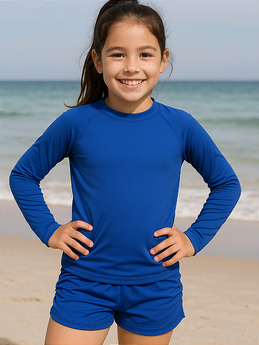 Conjunto Proteção Uv Meninas Praia Blusa Manga Longa e Shorts 4 ao 16 Lavin Basic