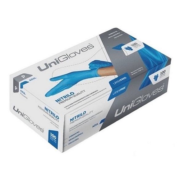 LUVA NITRILO UNIGLOVES AZUL P