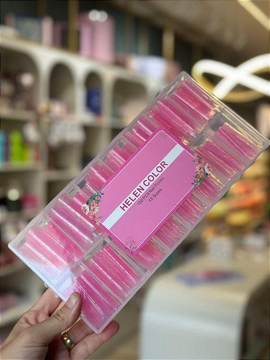 MOLDE F1 QUADRADO ALONGADA ROSA ÁPICE BAIXO 150 UNI. HELEN COLOR