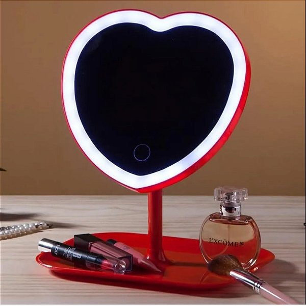 ESPELHO LED DE MESA CORAÇÃO