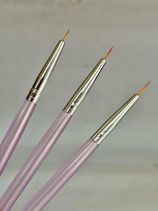 KIT 3 PINCÉIS FINO ROSA P/ DECORAÇÃO