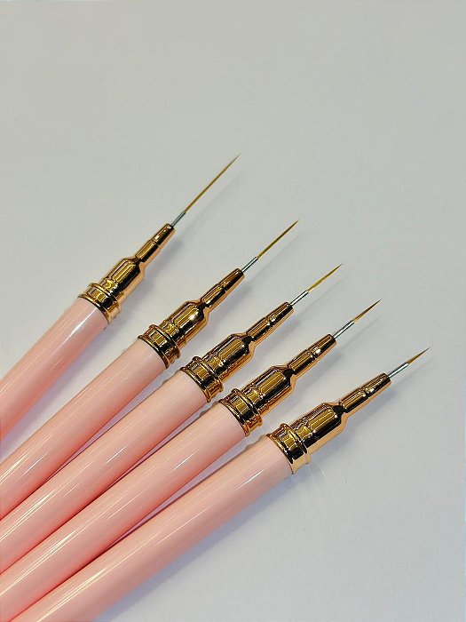 KIT 5 PINCEIS EXTRA FINO ROSA HELEN COLOR