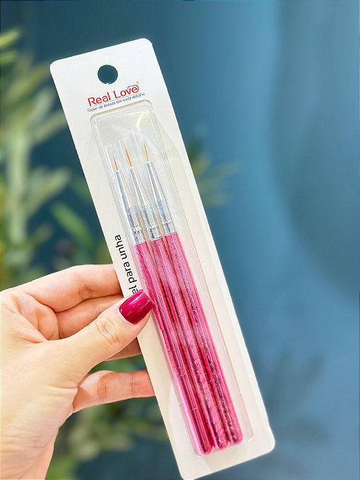 KIT C/ 3 PINCÉIS PONTA FINA PINK REAL LOVE