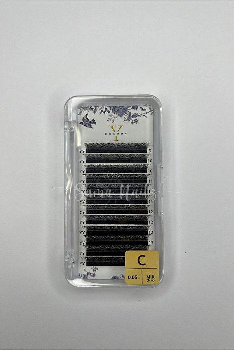 CÍLIOS POSTIÇO PRETO MIX 9-14 CURVATURA E ESPESSURA C 0.05 CHERRY LASH