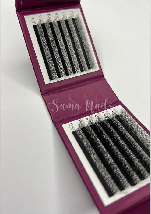 CÍLIOS POSTIÇOS 5D PRETO MIX 7-12 CURVATURA E ESPESSURA M 0.07 CHERRY LASH