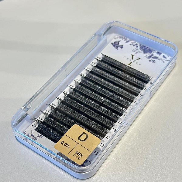 CÍLIOS POSTIÇOS PRETO MIX 9-14 CURVATURA E ESPESSURA D 0.07 CHERRY LASH