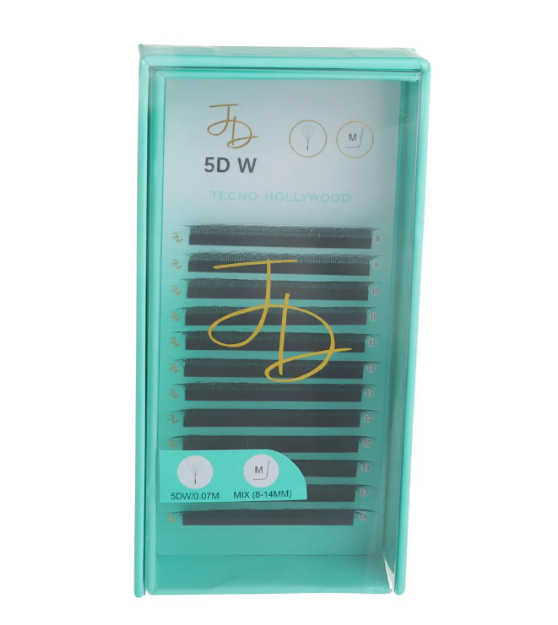 CÍLIOS TECNO HOLLYWOOD 5D W 0,07 - CURVATURA M TAMANHO MIX 8-14 JÉSSICA DEMETI