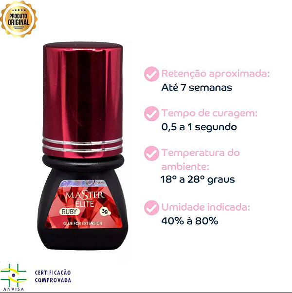 COLA PARA EXTENSÃO DE CÍLIOS MASTER RUBY 3G