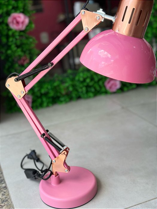 LUMINÁRIA ARTICULÁVEL LUXO C/ BASE ROSA