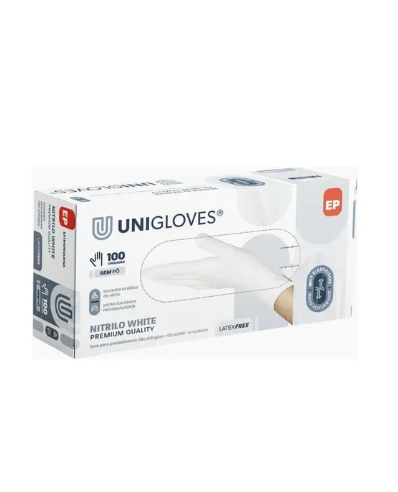 LUVA NITRILO  WHITE MÉDIO UNIGLOVES