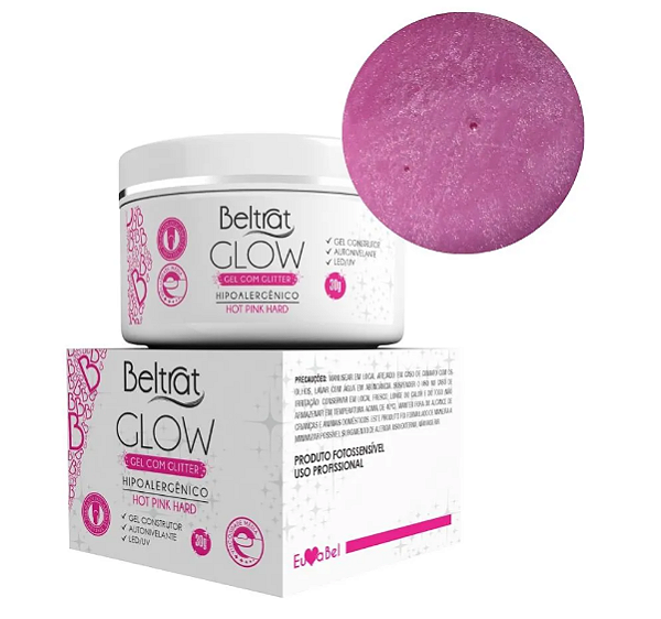 GEL GLOW COM GLITTER 30G BELTRAT - HOT PINK HARD
