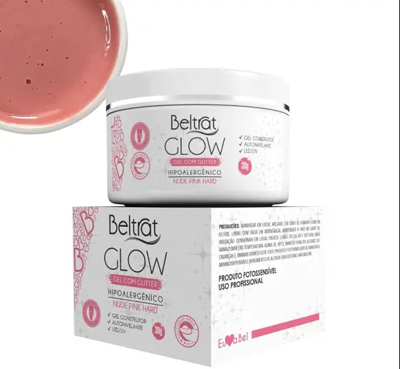 GEL GLOW COM GLITTER 30G BELTRAT - NUDE PINK HARD