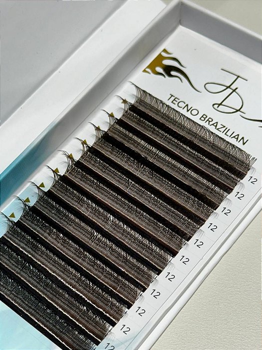 EXTENSÃO DE CÍLIOS TECNO BRAZILIAN MARROM VOLUME BRASILEIRO D 0.07MM JD - 12MM