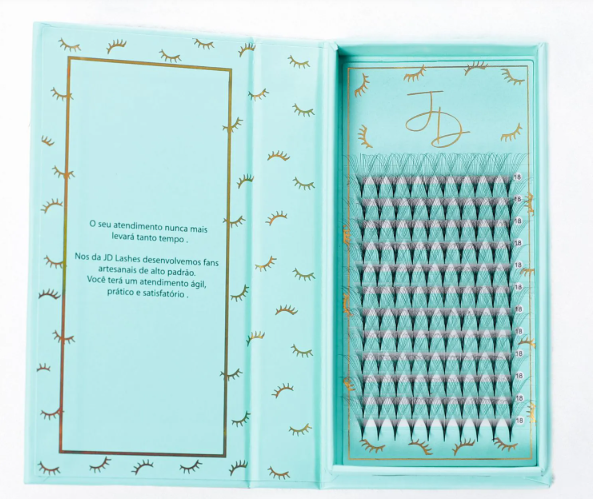 EXTENSÃO DE CÍLIOS TECNO FANS 16D VOLUME RUSSO D 0.05 TAMANHO ÚNICO 120 FANS - 12MM