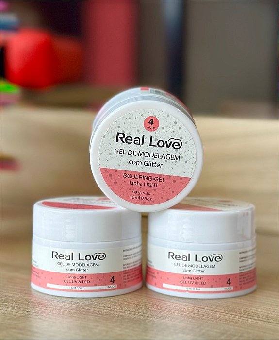 GEL COM GLITTER LINHA LIGHT 15ML REAL LOVE  - NUDE 4