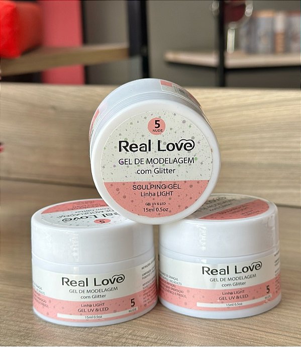 GEL COM GLITTER LINHA LIGHT 15ML REAL LOVE  - NUDE 5