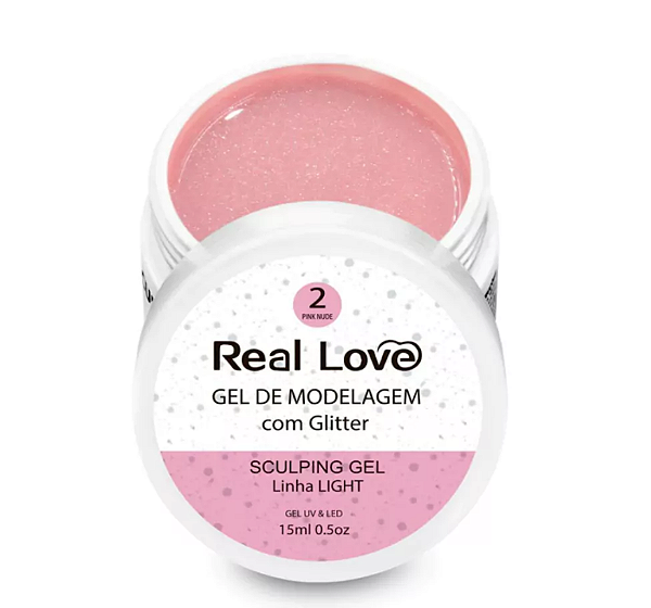 GEL COM GLITTER LINHA LIGHT 15ML REAL LOVE - NUDE 2