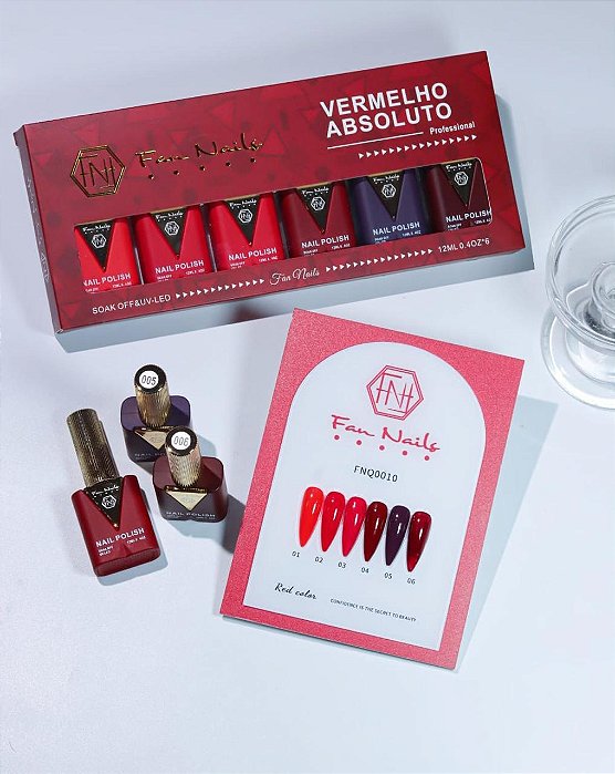 ESMALTE EM GEL FAN NAILS  VERMELHO ABSOLUTO 12ML