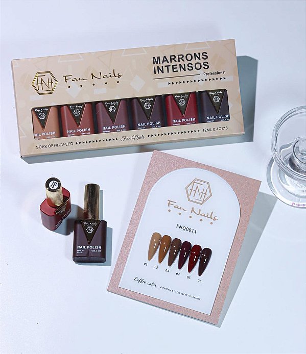 ESMALTE EM GEL FAN NAILS MARRONS INTENSOS 12ML