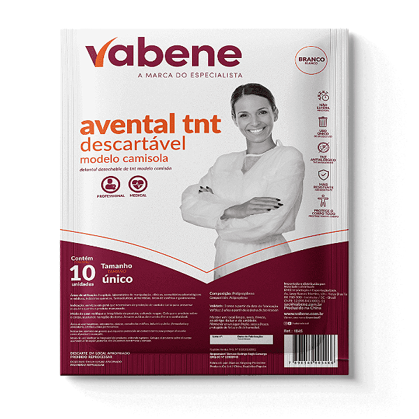 AVENTAL TNT MG LONGA BRANCO 130CMX100CM 10UN/PCT