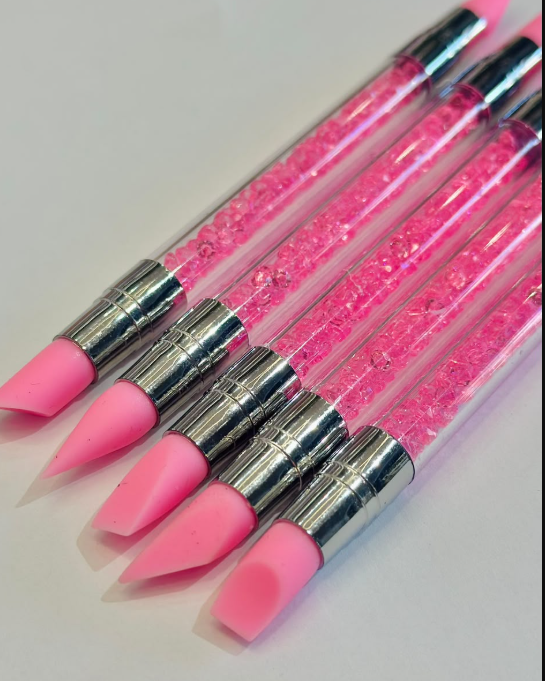 KIT PINCEL SILICONE DUPLO COM CRISTAIS