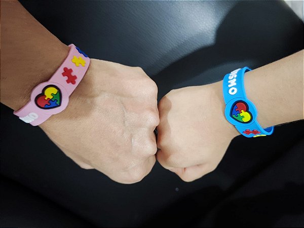 Pulseiras / Bracelete  Emborrachadas Identificação Autismo C/regulagem