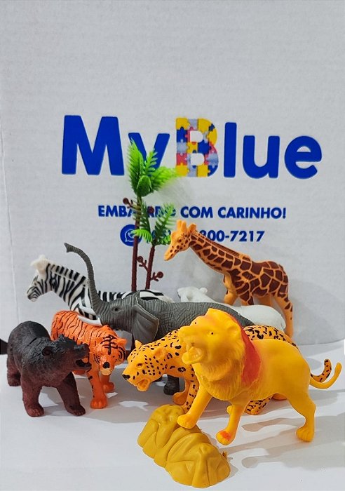 Kit De Animais Da Selva E Safari  Bichos Plástico Maciço