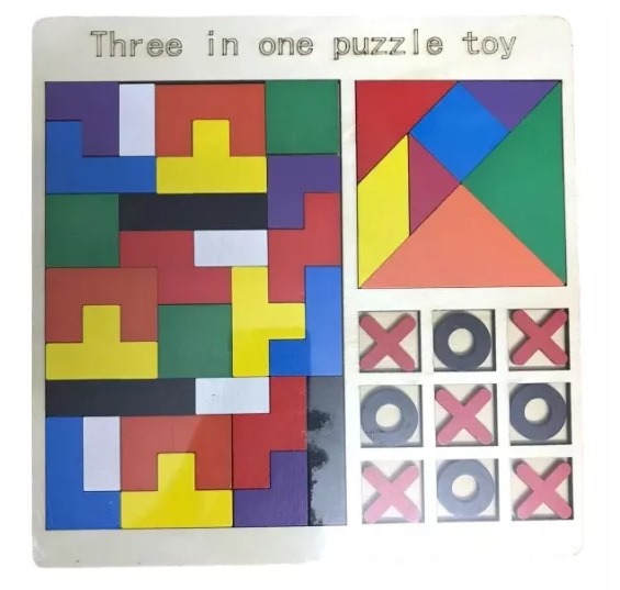 Colorido De Madeira Tetris Quebra-cabeça Tangram Cérebro Tea