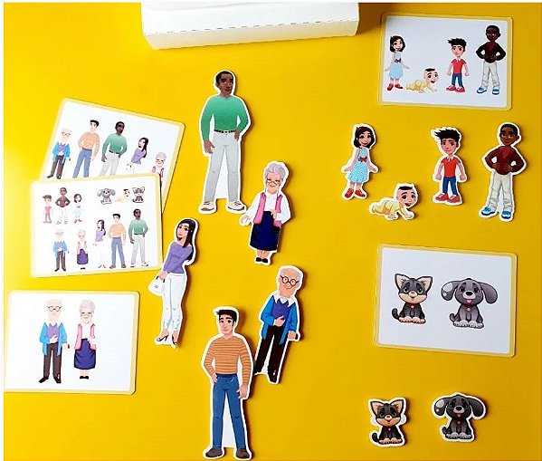 kit peças magnéticas pessoas e animais domésticos