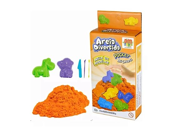 Areia Divertida de Modelar com Moldes  - Massinha de areia - Areia mágica Cinética DM TOYS  150g