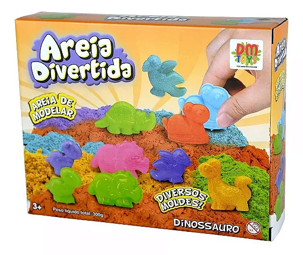 Areia Divertida Dinossauro 300g Dm Toys Cinetica Brinquedo sensorial