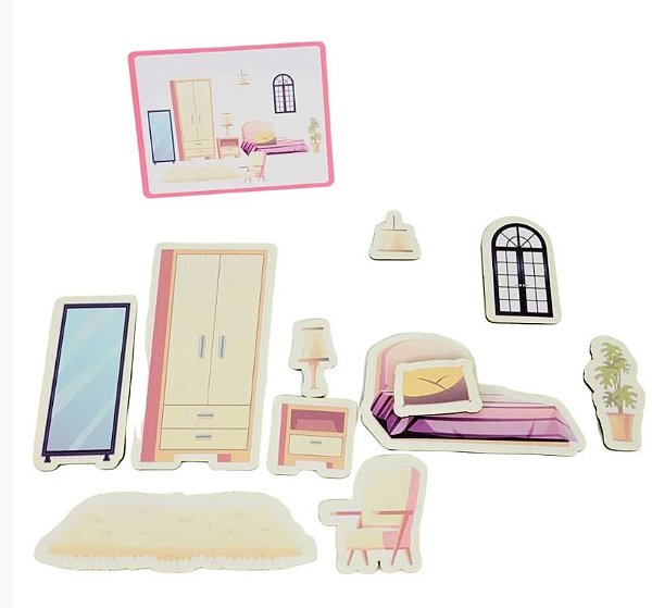 kit peças magnéticas ambientes Banheiro, Quarto e Lavanderia