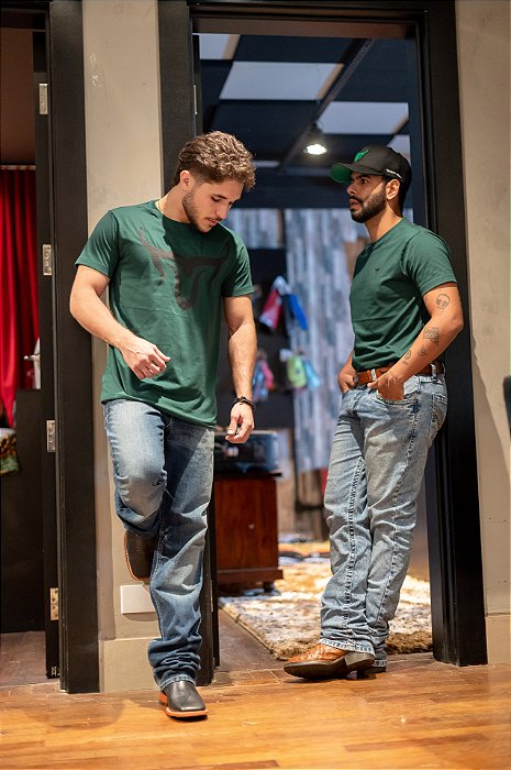 Camiseta Marco Véio Verde com Estampa Preta