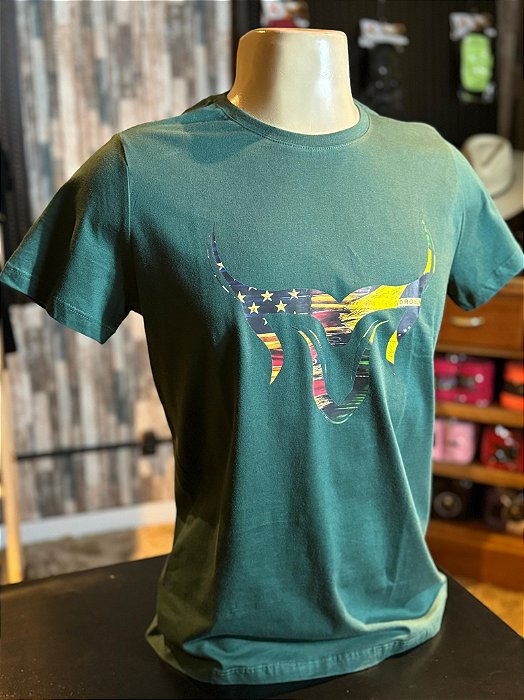 Camiseta Marco Véio Verde com Estampa EUA