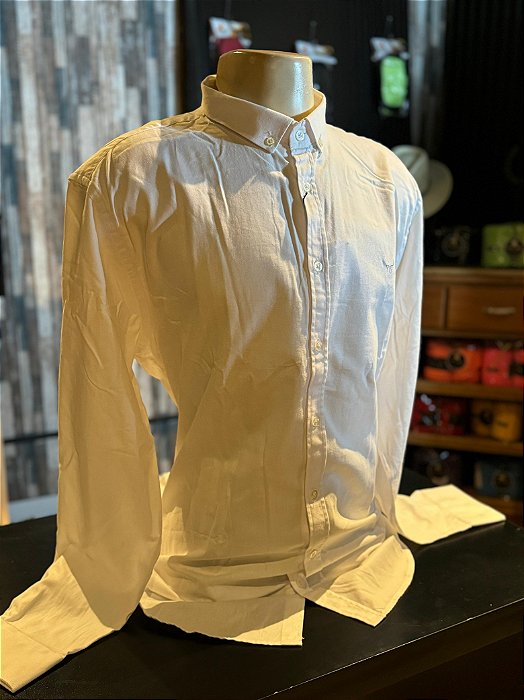 Camisa Marco Véio Manga Longa Plus Size Branca