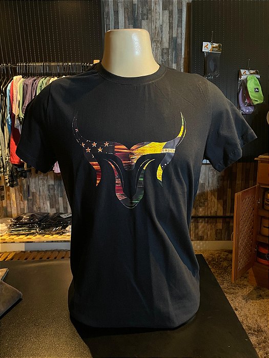 Camiseta Marco Véio Preta com Estampa EUA - Plus Size