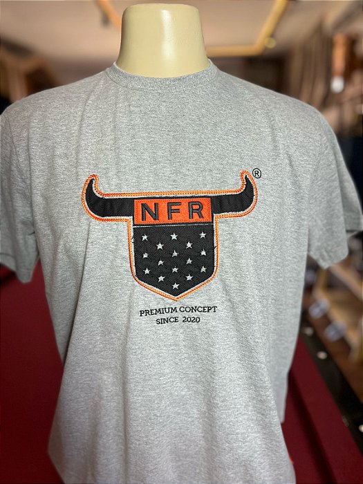 Camiseta NFR - Cinza Mescla Com Laranja