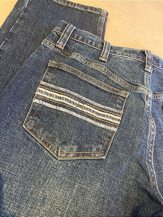 Calça Jeans Classic Bordada Escura ETR