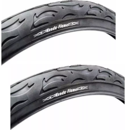Par Pneu Aro 26 X 2.125 Kenda Flame Bicicleta Balão Slick Cor Preto